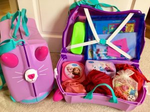 trunk full of toys ready for travelling