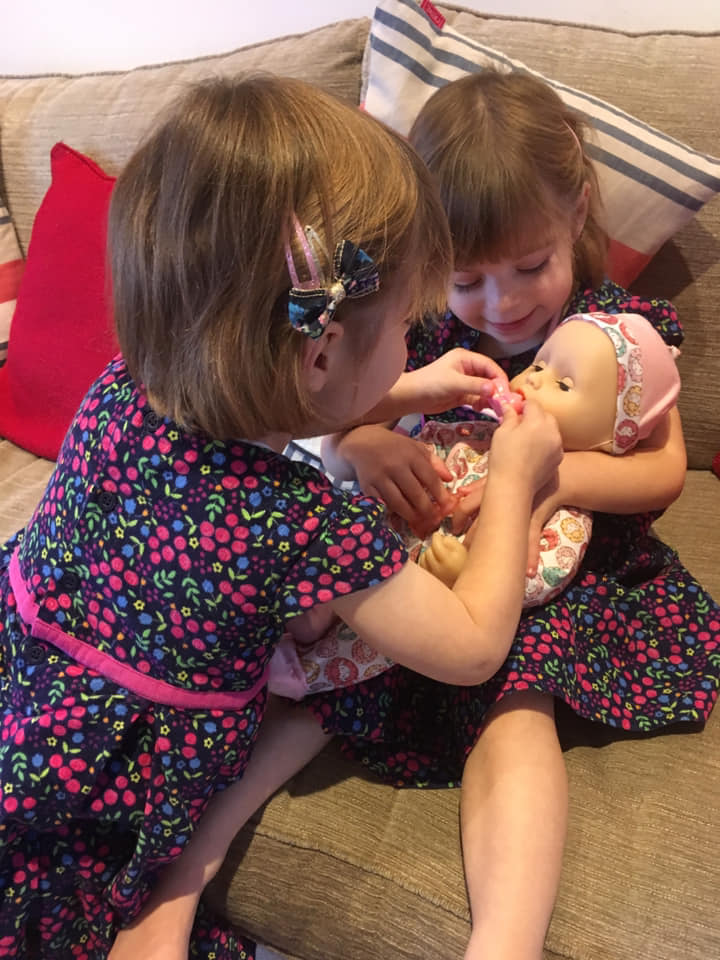 Baby Annabell doll with twins playing. Baby Annabell Milly Feels Better