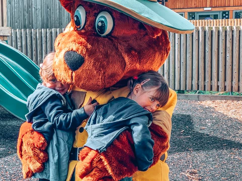 Bollo the Darwin Forest mascot with the Popitha Twins