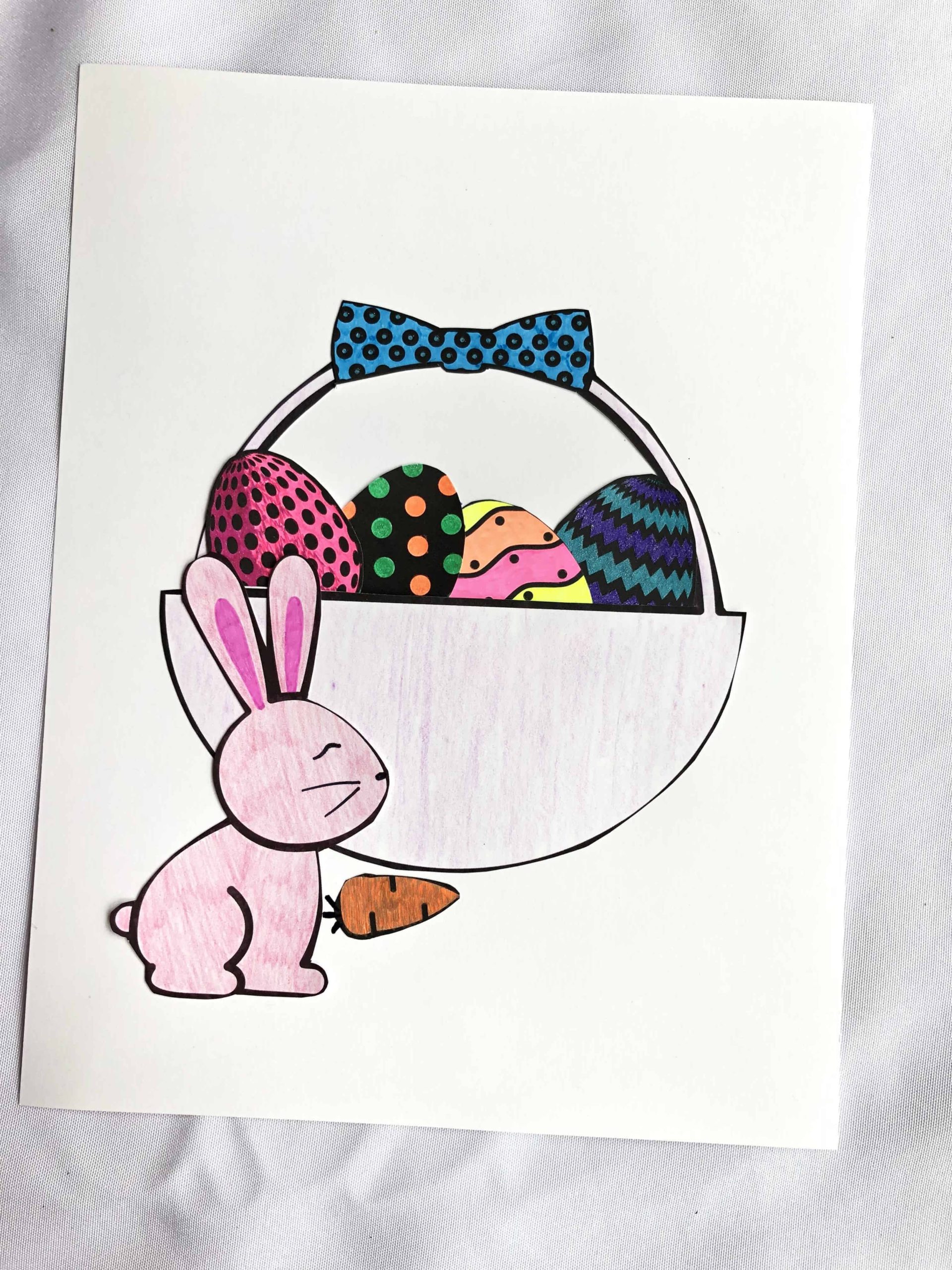 Easter basket paper craft to cut out and stick together 