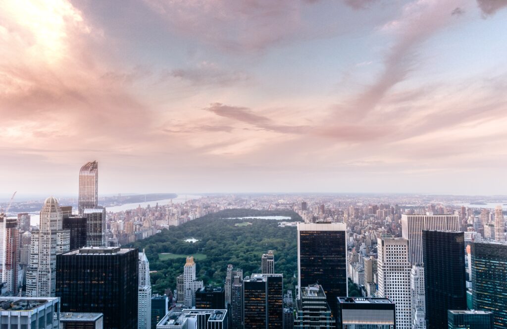 Overhead view of central park in New York