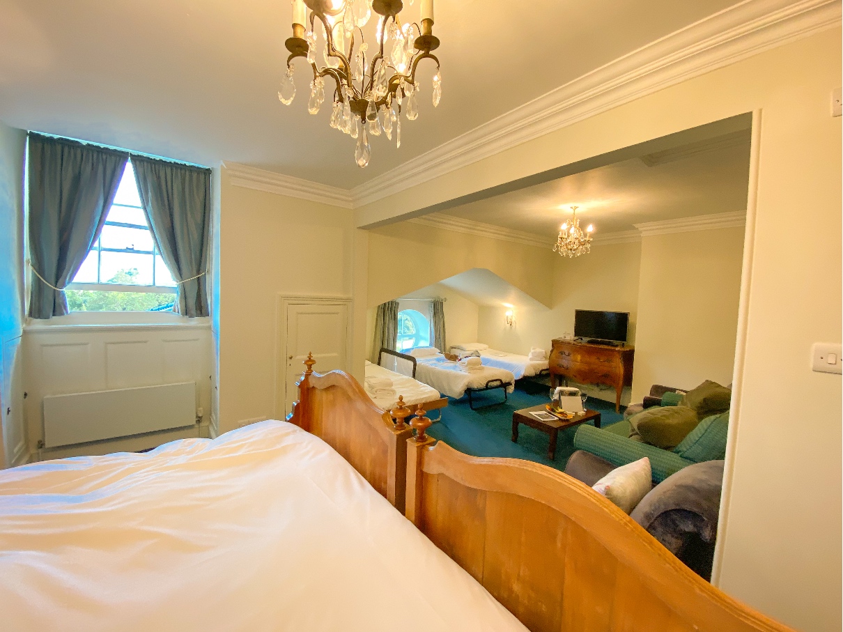 The Ickworth Hotel double bedroom for families with three single beds