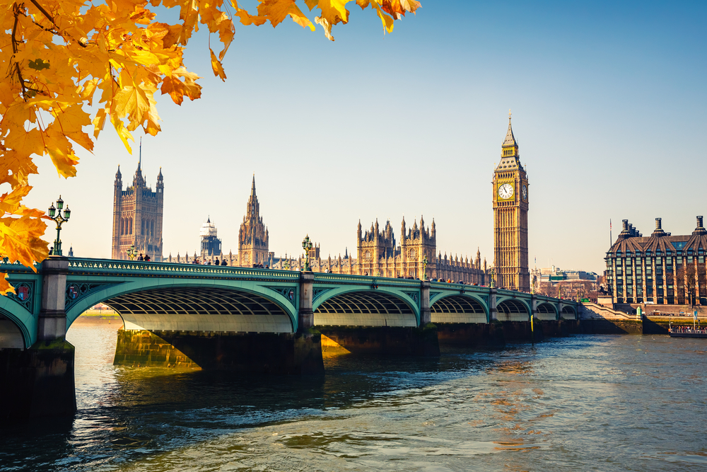 London in Fall Big Ben and Houses of parliament, London