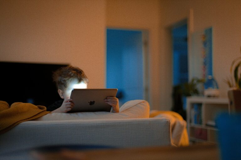 A child's screentime in bed